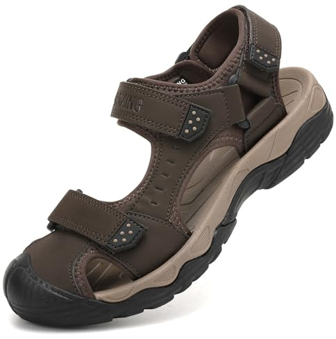 AX BOXING Sandali Uomo Estivi Traspirante Sandali Sportivi Strappo Scarpe Trekking Pelle all'aperto Spiaggia Taglia 41-45 EU