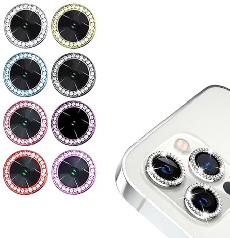 N NEWTOP 3 PEZZI Pellicola Camera GLITTER PRO Colore Compatibile con iPhone 13 Pro e 13 Pro Max, Vetro Temperato Protezione Copertura Fotocamera Retro Lente Lenti Anti Urto Graffio (Azzurro)