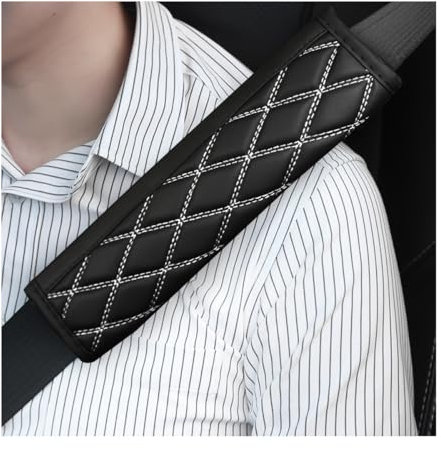 Bittwee Lot de 2 coussinets de ceinture de sécurité en cuir pour protéger votre cou et vos épaules et conduire plus confortablement, coussin de harnais pour toutes les voitures et sangles de sac à dos