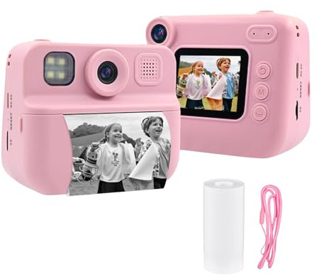 Andoer Instant Camera for Kids, Digital Camera for Children with Printing Paper, 2.0 Inch Screen Travel Camera for Boys and Girls 3-14 Years (Pink)
