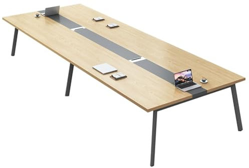 JIAOCKJIAO Besprechungstisch, Natürlicher Besprechungs-Seminartisch, Moderner Konferenztisch mit Kabelführungsösen, Computertisch fürs Büro Für 4-8 Personen, Einfach zu Montieren Bürotisch(240x120cm)