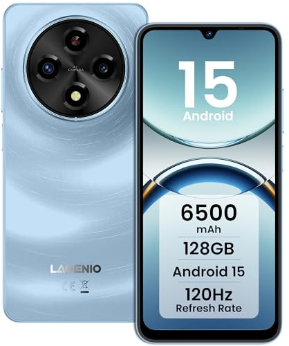 LAGENIO A12 Telephone Portable 4G Android 15, 12 Go RAM + 128 Go ROM, Batterie 6500mAh Smartphone Pas Cher, Écran 6.9 Pouces HD+ 120Hz, AI Camara 13MP, Octa-Core, Double SIM/Face ID/GPS/OTG