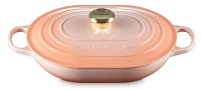 Le Creuset Casseruola ovale caratteristica in ghisa smaltata, 3,75 qt., Peche