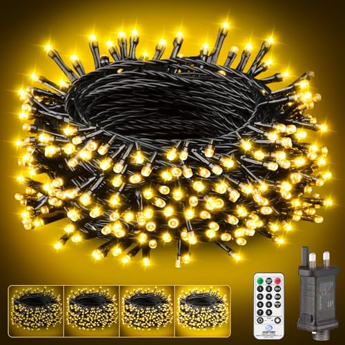 Outdoor Fairy Lights Mains Powered 15M - Warm White 150 LED with Remote Xmax Tree Lights Waterproof String Light for Outside Indoor Halloween Party Decoration