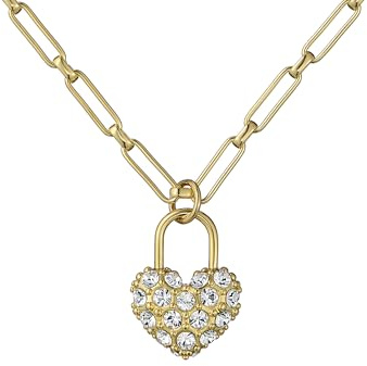 Ted Baker Paris Statement Pave Crystal Padlock Heart Pendant Necklace for Women (Gold/Crystal)