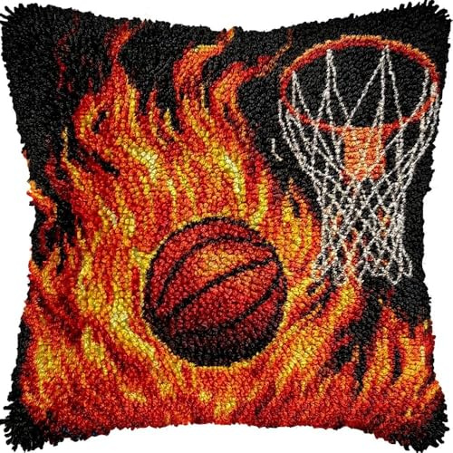 JUYIYUANFUZH Kit De Gancho De Pestillo De CojíN Kit Ganchillo Juego De Cojines De Anudado Baloncesto Candente Kits De Gancho De Pestillo Para Adultos 43 X 43 Cm