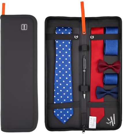 RAWMOCE Tie Storage Organizer, Hard Shell Tie Box for Business Travel, Anti-Crush Necktie Holder with Zipper Closure, Keeps Ties Neat and Wrinkle-Free (Empty Bag Only)