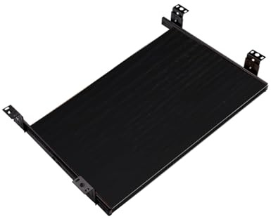 Tangentbordsbricka i trä, justerbar tangentbordshållare under skrivbordet för hem/kontor, platsbesparande design (D 60 x 27 cm), ergonomiskt tangentbordsstativ för effektiv arbetsyta