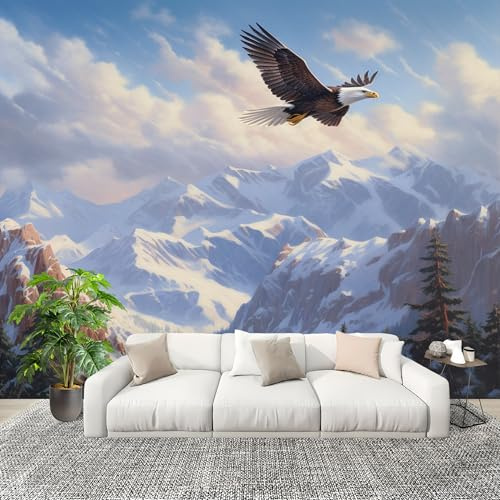 Fotomurales 250x175 cm áGuila Calva Zona MontañOsa Decoración Muro Murales Papel Pintado tejido no tejido Blanco Moderna Panoramico Fotográfico Adhesivos Impermeable Papel Tapiz