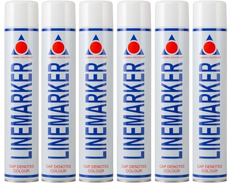 Aerosol Solutions Line Marker, Grass and Road Spray Paint, White, 750 ml (Pack of 6)