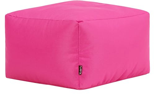 Bean Bag Bazaar Bean Bag Footstool with Filling Included, Pink | Made in the UK, Pouffe Footstool, Small Footstool, Durable Water-Resistant Fabric, For Indoor and Outdoor Use