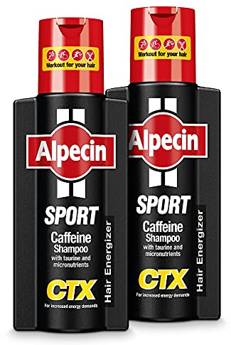 Alpecin Sport Caffeine Schampo CTX med Taurin 2x 250ml | Naturlig hårtillväxt för män | Energizer för starkt hår | Hårvård för män som tillverkats i Tyskland