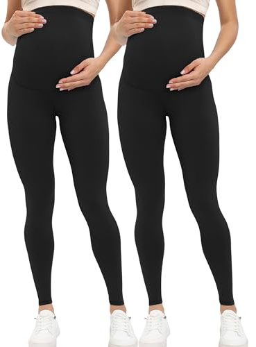 Buttergene Leggings de maternité pour Femme avec contrôle du Ventre - Tenue Active - pour entraînement et Yoga, Taille M