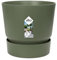 Elho Greenville Rond 16 - Pot De Fleurs avec Un Réservoir d'eau Intégré - Interieur & Extérieur - Plastique 100% Recycle - Ø 16.0 x H 15.3 cm - Vert/Leaf Green