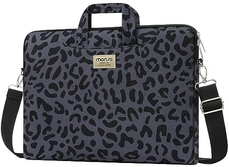 MOSISO Laptop Borsa a Tracolla 15-15,6 Notebook Compatibile con MacBook Air 15 M3 A3114 M2 A2941 2023/Pro 16 2024-2019 M2 A2780 M1 A2485 A2141/Pro 15,Leopardo Grano Custodia per Valigetta con Cintura