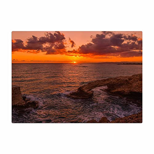 Vero Home 17473 Glas-Schneidebrett | Motiv Reisen Sonnenuntergang | rutschfest, kratzfest und lebensmittelecht | Maße: 39 x 29 cm