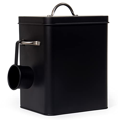 Theo&Cleo Waschmittel Aufbewahrung 6.5L, Metall Waschpulver Box, Aufbewahrungsbox für Hundefutter, Katzenfutter, Kaffeebohnen (Kohle)