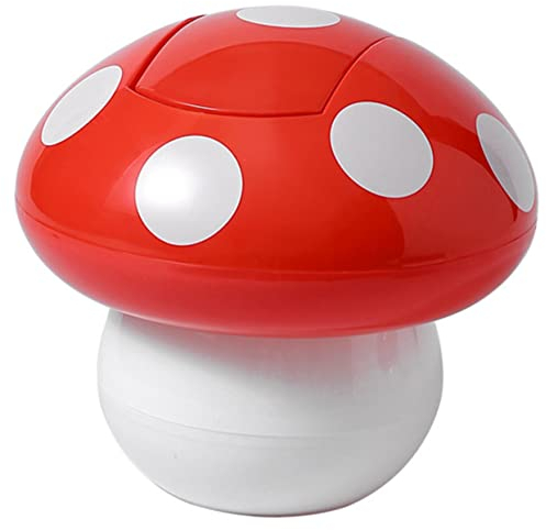 CHILDWEET Cute Mushroom Mini Trash Can with Lid Adorable Kawaii Desktop Garbage Bin for Mini Room Trash Can Tabletop Waste Bin for Bedroom and Office