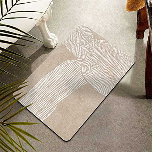 Badezimmerteppich Super Absorbierende Rutschfester Badematte, Badematten Badteppich 100x160cm Badvorleger Extra DüNn Schnelltrocknende Waschbare Badematte Home Rug, Badmatte Bodenmatte Floor Mat Beige
