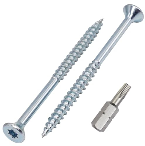 SKIR'CO (50 Stück) Holzschrauben aus verzinktem Stahl 3,5 x 50 mm, Torx Senkkopfschrauben, Spanplattenschrauben, Teilgewinde