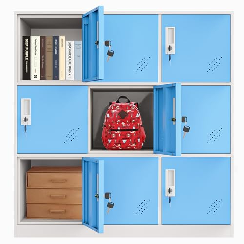 MECOLOR Gabinetes de Almacenamiento de Metal para Muebles de baño con Compartimentos Separados, Armario de Entrada de 9 Puertas con Almacenamiento, Organizador de gabinete de Oficina para el hogar,
