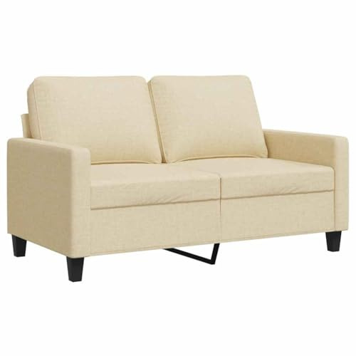 vidaXL Sofa 2-Sitzer, Loungesofa Couch mit Armlehnen Rückenkissen, Wohnzimmersofa Designsofa Metallgestell, Sitzmöbel Zweisitzer, Modern, Creme Stoff