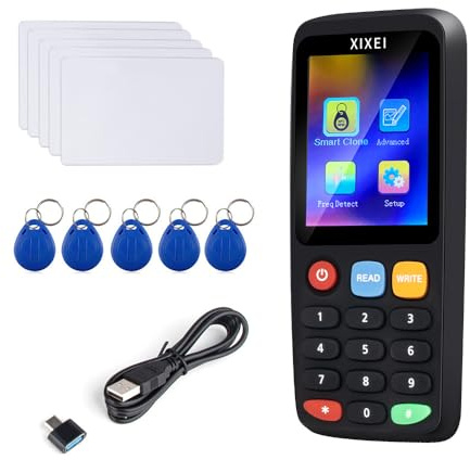JIAN BOLAND RFID-kopiator, Fob Copier, RFID-läsare, chipkopiator, avkodning, IC-kort, intelligent nyckeldubblator för T5577/5200-kort med 5200 nyckelringar UID-kort x 5