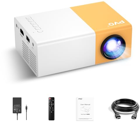 PVO Mini Proiettore, Proiettori Portatile per Cartone Animato, Regalo per Bambini, Video Proiettori all'aperto di Film, Video può Rispecchiare Direttamente il Proiettore Attraverso un Cavo Dati