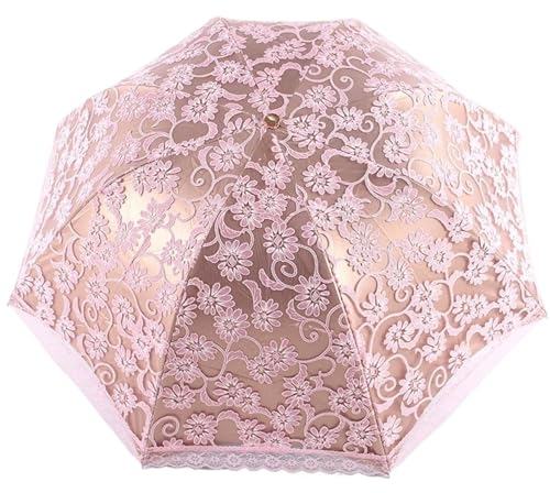 ZINXY Doppelschichtiger, faltbarer Spitze-Sonnenschirm, Stickerei, Hochzeitsschirm, Damen, sonnig, regnerisch, Reisen, Anti-UV-Sonnenschirm Taschenschirme (Size : Pu)
