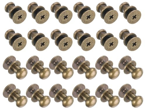 QUARKZMAN 24 Stück Mini Schubladenknöpfe 6,8mm x 8mm Vintage Antike Möbelknöpfe Runde Schubladengriffe mit Schrauben Schranktürknöpfe für Schränke Schublade Schmuck Box Kommode Bronze