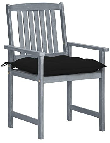 HETFTJN Bistrostuhl Gartenstühle Set Angelstuhl Esszimmerstühle Modern - Gartenstühle mit Kissen 8 STK. Massivholz Akazie Grau für Balcony Outdoor Garden Terrassen
