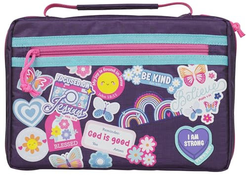 Christian Art Gifts Modische Polyester-Bibelhülle für Mädchen: I Am Strong, Lila Lavendel, Größe S
