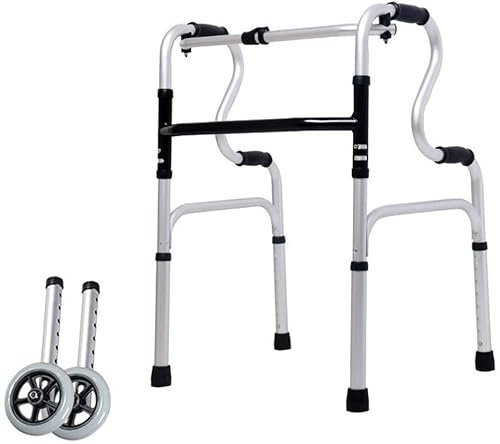 Rollator Walkerhousehold Gehhilfe für Senioren Gehgestell Aluminiumlegierung Klappbarer Gehwagen Verstellbarer Toilettenwagen für Senioren Gehgestell Geeignet für Erwachsene usw. Tragkraft 150 Kg Dop