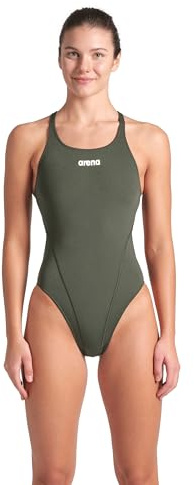 ARENA Solid Swim Tech Team Costume Intero Donna, Costume Donna ad Asciugatura Rapida, Costume da Bagno Sportivo in Tessuto MaxLife Eco Resistente al Cloro e Protezione UV, Tessuto Frontale Foderato