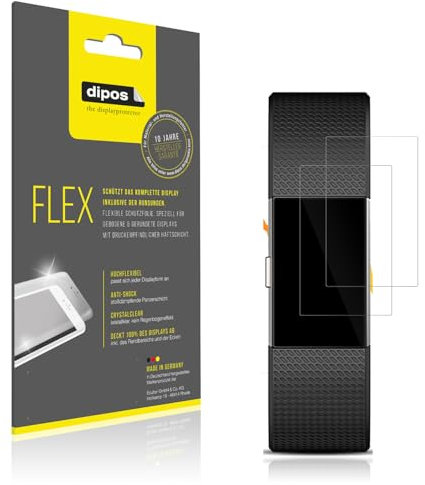 dipos I 2x Screen Protector compatible with Fitbit Charge 2 I 3D Full Cover Protective Film