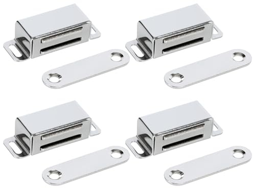 Mooche 4PACK Magnetschnäpper Türschnäpper,45MM 304 Edelstahl Chrome | Torriegel mit Geboht für Küchenschrank,Schrank,Tür,Magnetverschluss mit Schrauben,Magnetische,Türmagnet Stark Tür