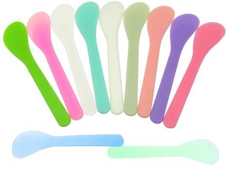 Wopanxye 60pack Cosmetic Spatula for Face Mask Cream, Plastic Makeup Stick | Reusable Disposable Spoon Tool for Easy Mixing, Sampling, Waxing DIY Facial Lip Mask Lotion Skincare Scoop, 11 Multi-Colors