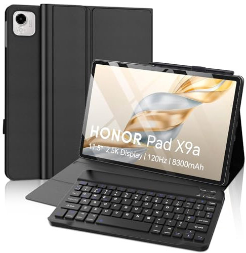 FOGARI Clavier pour Honor Pad X9a WiFi Tablette 11.5 Pouces 2025, Étui Housse pour Honor Pad X9 Pro 2025, AZERTY Français Clavier Magnétique Bluetooth sans Fil, Noir