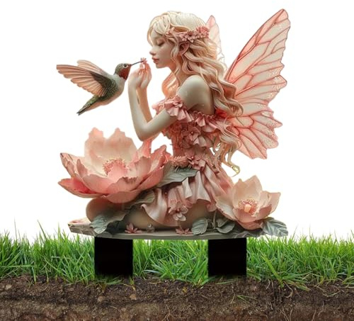 Gartenfiguren elfens Und Feen, Blumentopf Fee Garten, 30cm Fairy Garden Miniatures, 2D Figuren Blumentopf Pfähle Aus Acryl, Garten Outdoor Ornamente deko Statue Zubehör, Für Blumentopf Dekoration