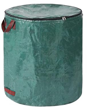HYFEUOKF GartenlaubsäCke 60–500 l Gartenabfallsack mit Deckel, faltbar, große Kapazität, Laubsammel-Mülleimer, wiederverwendbar, multifunktional, Aufbewahrungsbeutel Fur Garten(120L,with Lid)