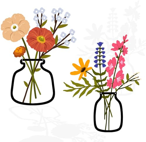 Luccyle Set di 2 pezzi di fiori in metallo da parete Stile rustico ideale per bagni e sale da pranzo Decorazioni minimaliste e ottimi regali di inaugurazione per aumentare il fascino della casa