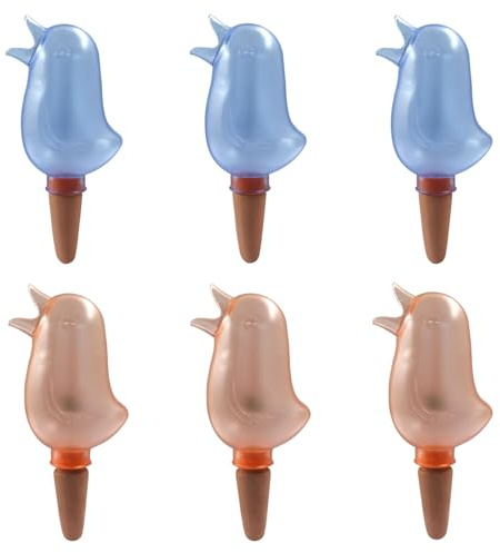 Aoserge 6 Pack Self Watering Spikes for Plants - Bird Shape Automatic Irrigation System, Self Watering Planter Insert for Indoor & Outdoor Potted Plants, Plastic Plant Watering Devices(Blue & Orenge)