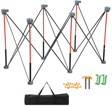 TOPWAY Portable Folding Workstand 123x65x77cm, 6 Steel Struts, 800kg Capacity, X-Cups, Clamps, Hooks, Carry Bag, Woodworking Construction Table Workbench Support Sawhorse