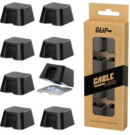 Maveek Magnetic Cable Clips, 8 Pcs Magnetic Cable Management Holder Clips Wire Organiser, Magnetic Cable Tidy Clips with Self-Adhesive Metal Plate for Desktop, Nightstand, Car, Office (Black-Large)