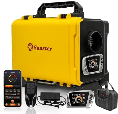 Sunster HTB1 8KW Diesel Standheizung, APP Plateau-Modus Leiser Betrieb LKW | APP Steuerung, Plateau-Modus 5500m, leiser Betrieb, 220-240V & 12V, 0,12-0,36 L/h, für LKW, Transporter
