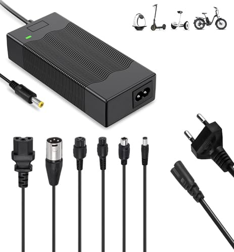 Caricatore per Monopattino Elettrico 42V 2A (Con 6 Connettori), Compatibile con Hoverboard, Ninebot, Xiaomi, Bicicletta Elettrica, Adattatore di Alimentazione per Batteria al Litio 36V
