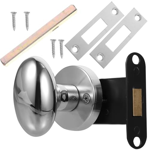 WOONEKY Serrure Invisible en Acier Inoxydable Argenté, Verrou Unilatéral Pêne Dormant pour Porte Intérieure, Serrure Pratique et Résistante pour Porte de Toilette ou Chambre