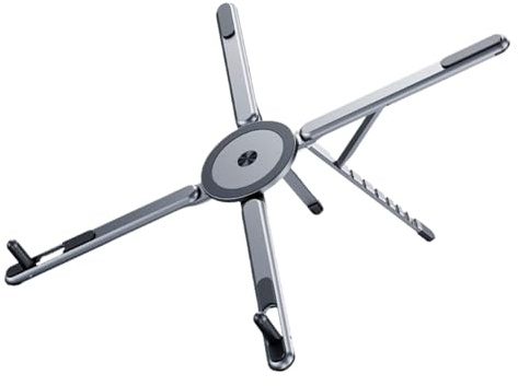 Elevador para laptop, soporte ergonómico portátil ajustable, soporte ligero plegable con trípode magnético para teléfono, tableta para estación de trabajo de viaje, oficina, estudio, escritorio, uso