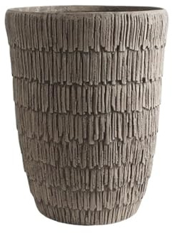 zhongqunli Macetas para Exterior, Macetas Altas Redondas con Textura de veta Madera, macetas Cemento for Suelo(L)