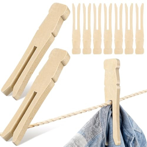 50pcs Dolly Pegs, Wooden Clothespins Bulk Classic Laundry Clothespins Heavy Duty Clothes Pins Vintage Pegs for Outdoor Clothesline Craft Decoration Washing Line Hanging Clothing Crafting DIY